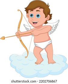 cartoon cute cupid holding love bow and arrow