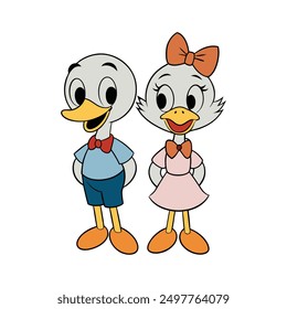 cartoon cute cupule duck, vector illustration