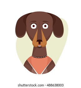 Cartoon cute dachshund dog. Isolated objects on white background in flat  style. Vector illustration.