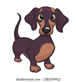 Cartoon Cute Dachshund Dog. Vector Illustration svg
