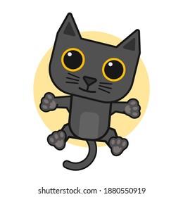 Cartoon cute dark cat.Vector illustration.