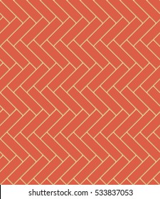Cartoon cute decorative zig-zag bond of new clean red brick wall, vector background