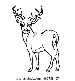 cartoon cute deer coloring page vector illustration
