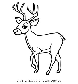 cartoon cute deer coloring page vector illustration
