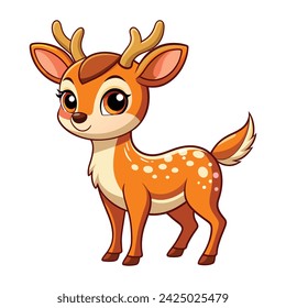 Cartoon cute Deer illustration on white