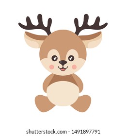 cartoon cute deer sitting vector