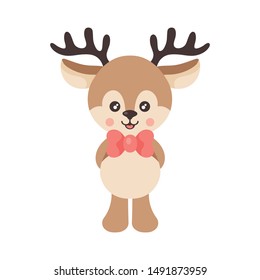 cartoon cute deer with tie vector