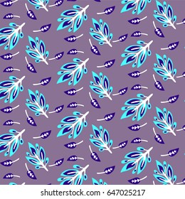 Cartoon cute cute delicate background vegetative pattern with leaves and twigs