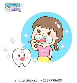 Cartoon cute dental care character. 