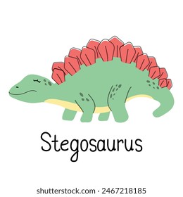 Dibujos animados lindo dino de Jurásico, Vector niños lagarto de juguete. Dinosaurio Stegosaurus, reptil prehistórico y divertida paleontología animal extinto