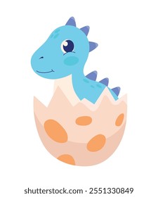 cartoon cute dinosaur baby in egg isolated