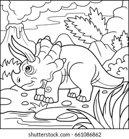 Cartoon cute dinosaur, coloring book