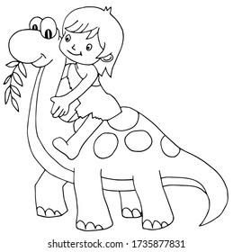 A cartoon cute cartoon dinosaur image for relaxing activity. A coloring book,page for children and adults. Line art style illustration for print.Poster design.