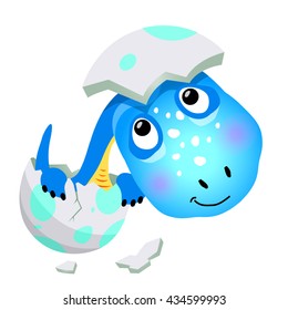 Cartoon cute dinosaur. Vector illustration on a white background, isolated
