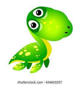 Cartoon cute dinosaur. Vector illustration on a white background, isolated