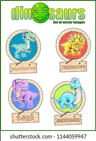 Cartoon cute dinosaurs, set of funny vector images