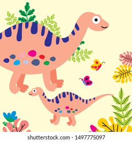 Cartoon cute dinosaurs vector. Eps 10
