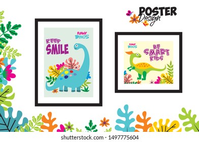 Cartoon cute dinosaurs vector. Eps 10