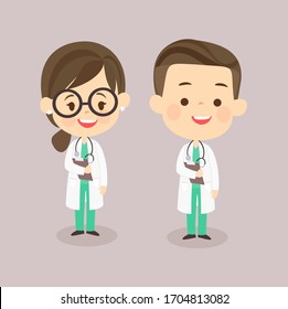 Cartoon  Cute Doctor on Background Vector