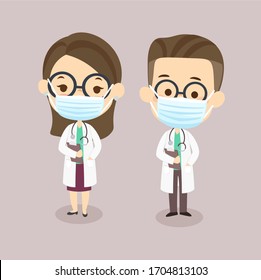 Cartoon  Cute Doctor on Background Vector