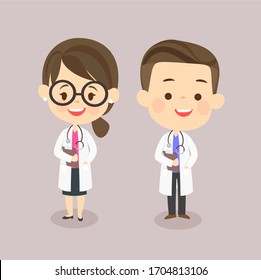 Cartoon  Cute Doctor On Background Vector