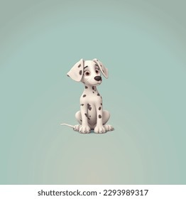 Cartoon cute dog with black spots. Vector illustration