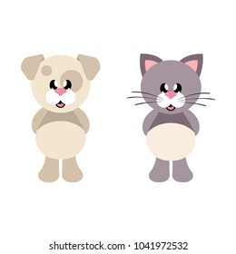 cartoon cute dog and cat vector