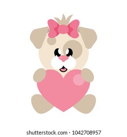cartoon cute dog girl with heart