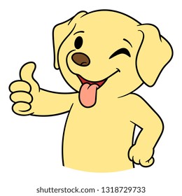 Cartoon Cute Dog Giving Thumbs Up