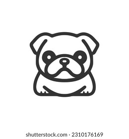 Cartoon cute Hund pug Silhouette Vektorsymbol