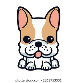 Cartoon cute dog. Sitting bulldog puppy.