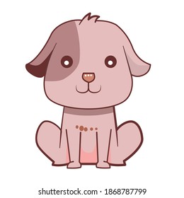 Cartoon cute dog sitting and smiling