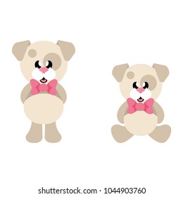 cartoon cute dog with tie set