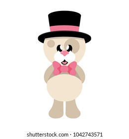 cartoon cute dog with tie and top hat