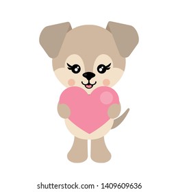 cartoon cute dog vector with heart