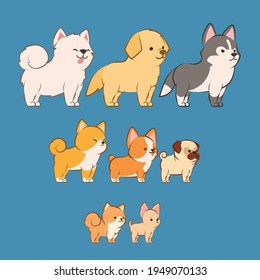 Cartoon cute dog vector set