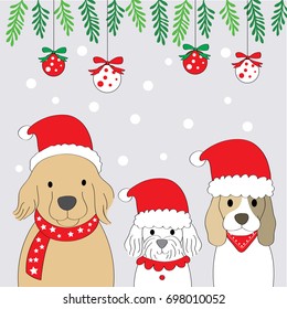Cartoon cute dogs in christmas vector.