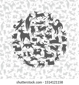 cartoon cute dogs seamless pattern, vector illustration