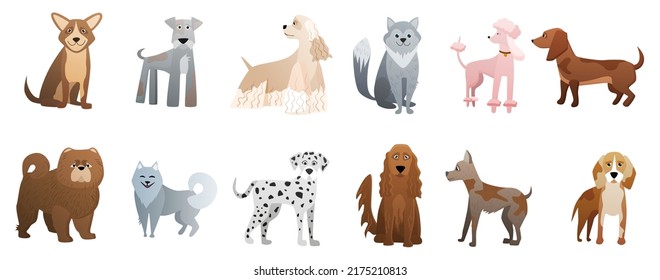 Cartoon Cute Dogs Set Vector Illustration Stock Vector (Royalty Free ...