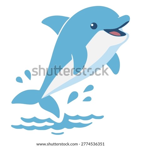 cartoon cute dolphin fish jumping out from the water marine sea life animal flat color vector illustration template design