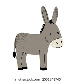 Cartoon cute donkey. Farm animals. Pony. Childish illustration. Kids style 