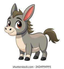 Cartoon cute Donkey illustration on white 