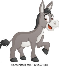 Cartoon cute donkey. Vector illustration of funny happy animal.
