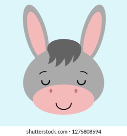 Cartoon cute donkey. Vector illustration with a farm animal.