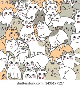 Cartoon cute doodle cats vector.