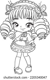 cartoon cute doodle coloring page kawaii anime illustration clipart character chibi drawing manga