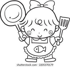 Cartoon Cute Doodle Coloring Page Kawaii Anime Illustration Clipart Character Chibi Drawing Manga