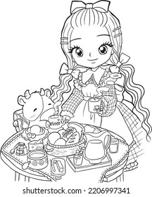 Cartoon Cute Doodle Coloring Page Kawaii Anime Illustration Clipart Character Chibi Drawing Manga