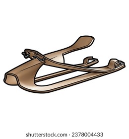 Cartoon cute doodle hand-drawn sled illustration. Winter amusement vector object. Funny transport for snow ride.