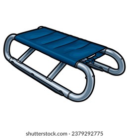 Cartoon cute doodle hand-drawn sled illustration. Winter amusement vector object. Funny transport for snow ride.